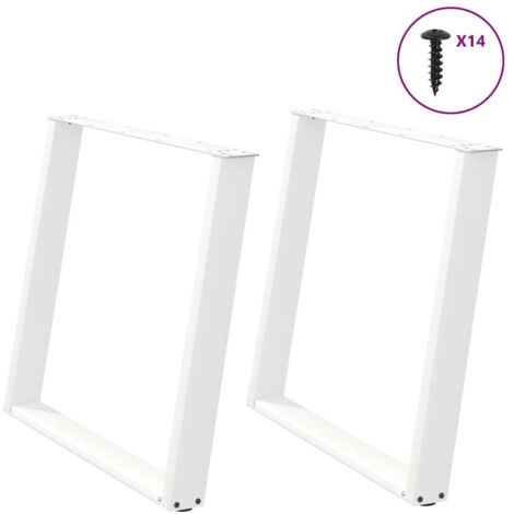 Patas para mesa de comedor en forma de U (2 unidades), color blanco, 90 x (72-73) cm, acero vidaXL