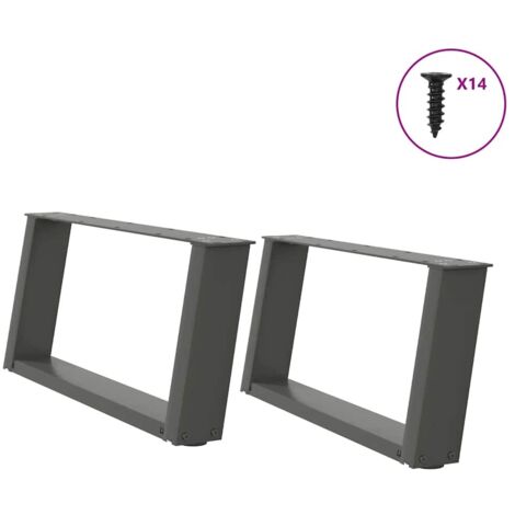 Patas para mesa de centro en forma de U (2 unidades), antracita, 70 x (30-31) cm, acero vidaXL