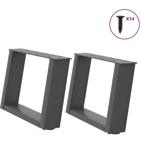 Patas para mesa de centro en forma de U (2 unidades), antracita, 40 x (30-31) cm, acero vidaXL