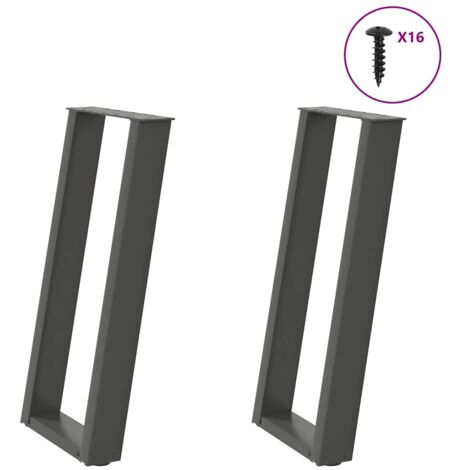 Patas para consola en forma de U (2 unidades), antracita, 38 x (72-73) cm, acero vidaXL