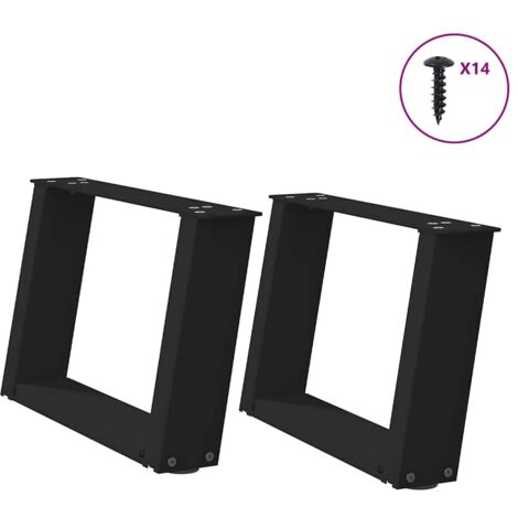 Patas para mesa de centro en forma de U (2 unidades), color negro, 50 x (30-31) cm, acero vidaXL