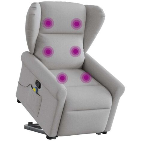 Sillón de masaje reclinable de pie de tela gris nube vidaXL