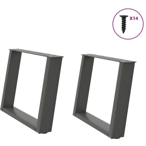 Patas para mesa de centro en forma de U (2 unidades), antracita, 70 x (42-43) cm, acero vidaXL