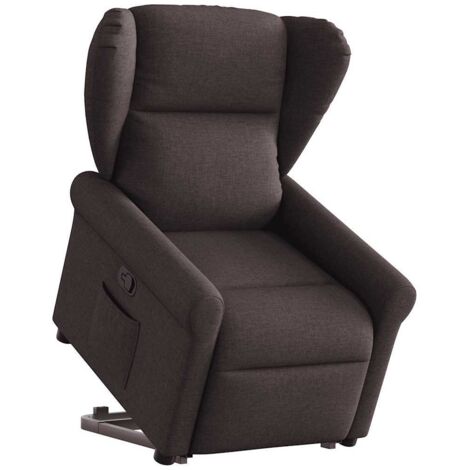 Sillón reclinable elevable tela marrón oscuro vidaXL