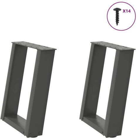 Patas para mesa de centro en forma de U (2 unidades), antracita, 38 x (42-43) cm, acero vidaXL
