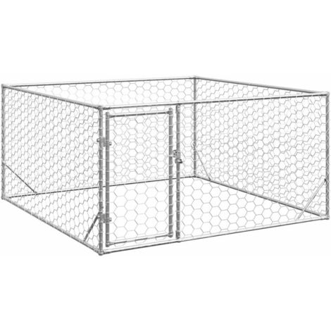 Caseta para perros de exterior con puerta 2x2x1 m de acero galvanizado vidaXL