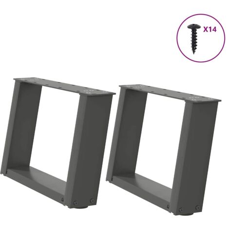 Patas para mesa de centro en forma de U (2 unidades), antracita, 50 x (30-31) cm, acero vidaXL