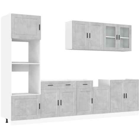 Mueble cocina Kalmar gris hormigón 7 pzas madera contrachapada vidaXL (1/5)