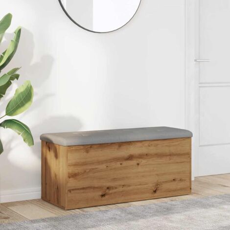 Banco de almacenaje roble artesanal 102x42x45 cm madera de ingeniería vidaXL