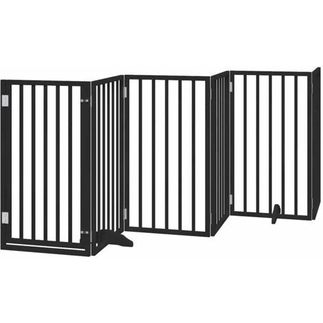 Puerta para perros plegable 6 paneles madera álamo negra 300 cm vidaXL