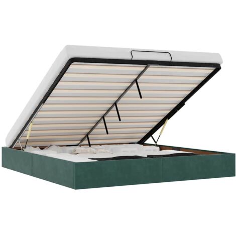 Estructura de cama otomana sin colchón verde oscuro 160x200 cm vidaXL (1/5)