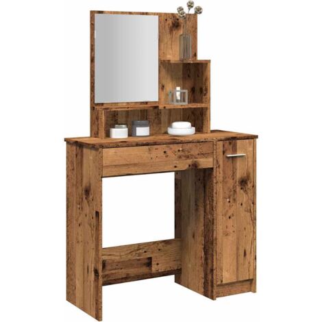 Tocador con espejo envejecida 86,5x35x136 cm vidaXL