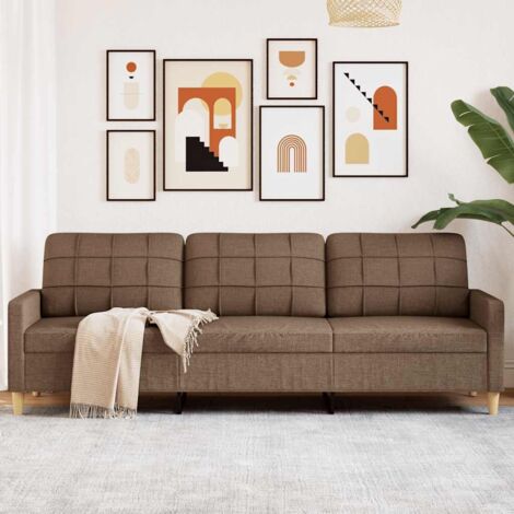 Sofá de 3 plazas de tela marrón 210 cm vidaXL