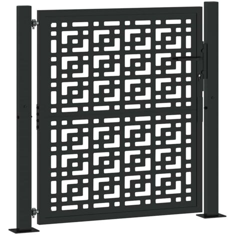 Puerta de jardín negra 100x100 cm diseño de cruz de acero vidaXL