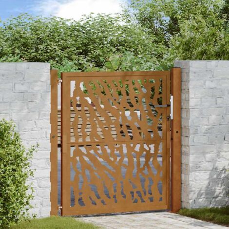 Puerta de jardín 105x105 cm de acero corten con diseño de trazos vidaXL