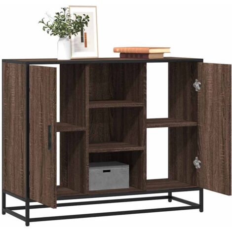 Aparador de madera de ingeniería marrón roble 92x35x76 cm vidaXL (1/5)