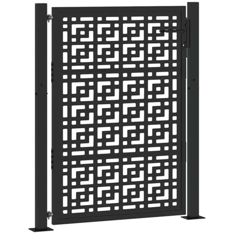 Puerta de jardín negra 105x130 cm diseño de cruz de acero vidaXL (1/5)