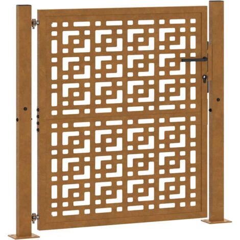 Puerta de jardín 100x100 cm de acero corten con diseño de cruz vidaXL