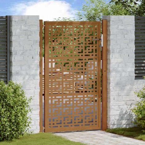 Puerta de jardín 100x150 cm de acero corten con diseño de cruz vidaXL (1/5)