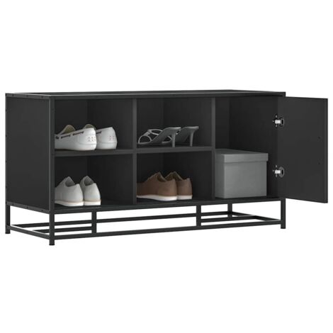 Banco zapatero madera de ingeniería y metal negro 100x40x53,5cm vidaXL