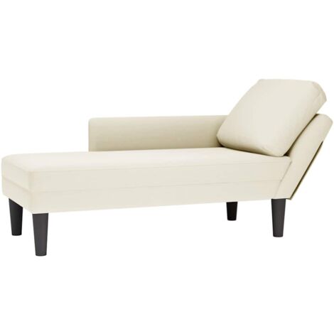 Tumbona con almohada y reposabrazo derecho terciopelo crema vidaXL