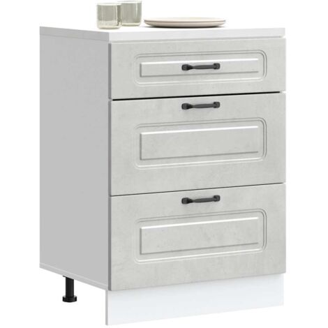 Mueble bajo de cocina Kalmar madera de ingeniería gris hormigón vidaXL