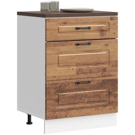 Mueble bajo de cocina Kalmar de madera antigua de ingeniería vidaXL