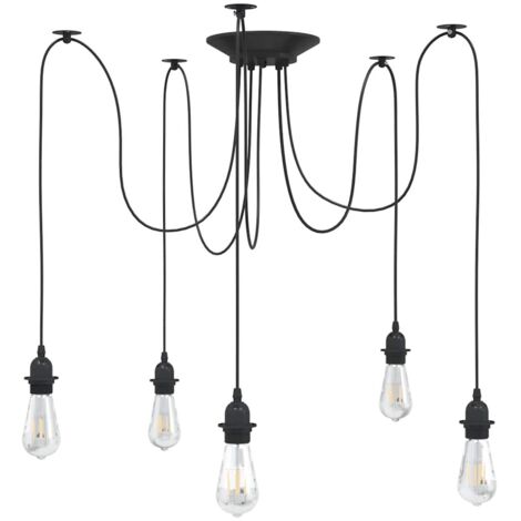 Lámpara colgante con 5 portalámparas E27 metal negro vidaXL