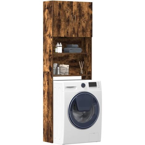Armario lavadora madera ingeniería roble ahumado 64x24x190 cm vidaXL