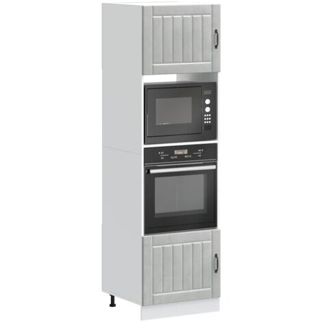 Armarios para horno 2 unidades "Lucca" de madera de ingeniería gris hormigón vidaXL