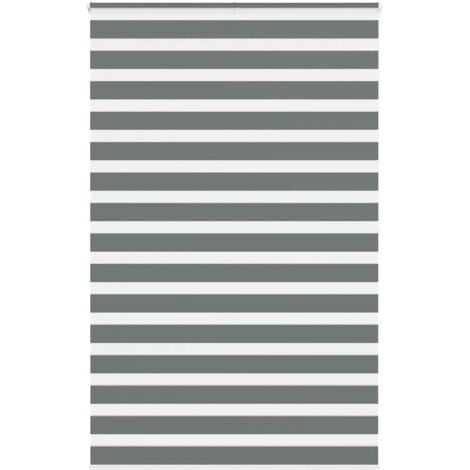 Estor cebra gris oscuro tejido ancho 135,9 cm poliéster vidaXL
