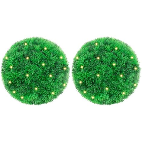 Bolas de boj artificial con luces LED 2 unidades 22 cm vidaXL (1/5)