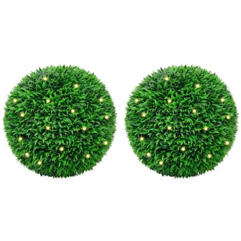 Bolas de boj artificial con luces LED 2 unidades 55 cm vidaXL