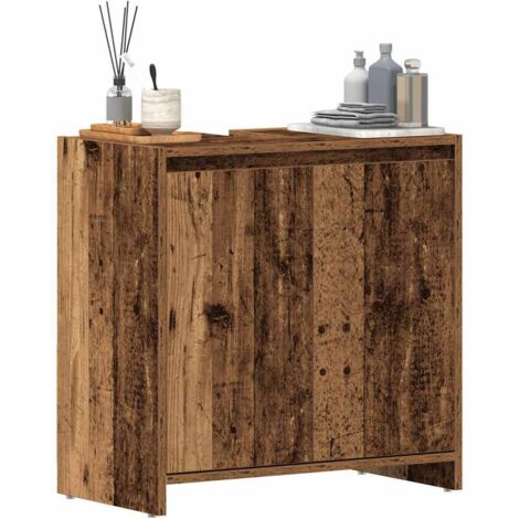 Armario para lavabo de baño madera ingeniería envejecida vidaXL