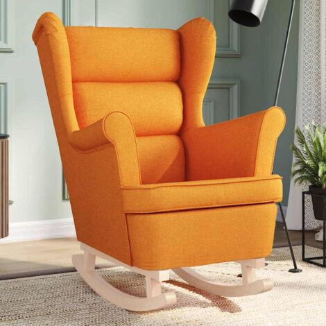 Silla mecedora de tela amarillo oscuro 74x90x102 cm vidaXL
