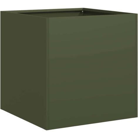 Jardinera de acero laminado en frío verde oliva 40x40x40 cm vidaXL