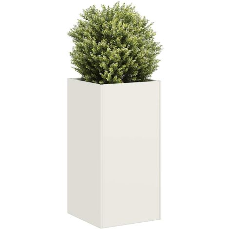 Jardinera de acero laminado en frío blanco 40x40x80 cm vidaXL