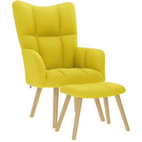 Sillón de relax con taburete tela amarillo clara vidaXL