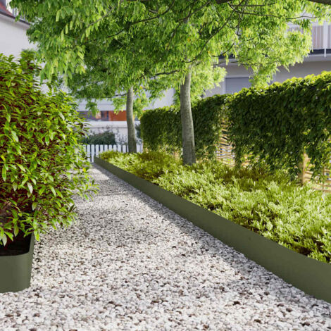 Bordes césped 30 uds acero laminado frío verde oliva 20x103 cm vidaXL
