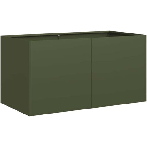 Jardinera de acero laminado en frío verde oliva 80x40x40 cm vidaXL