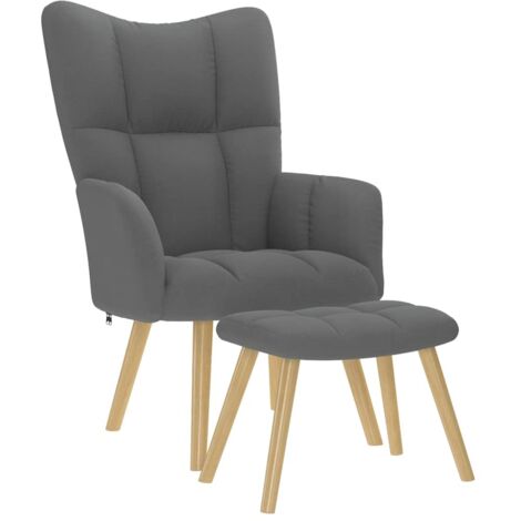 Sillón de relax con taburete tela gris oscuro vidaXL