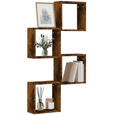 Estantes cubo de pared 4 unidades roble ahumado 30x15x30 cm vidaXL