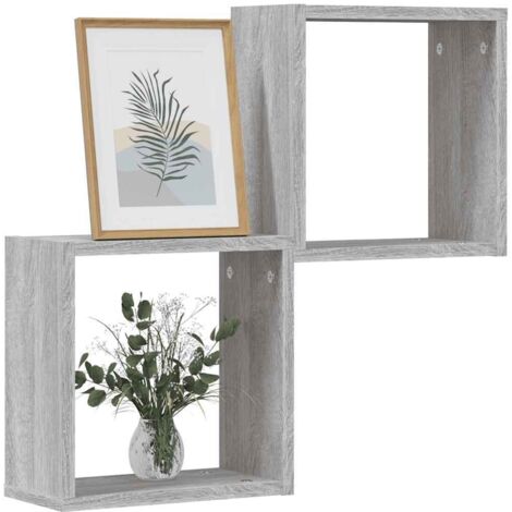 Estantes cubo de pared 2 unidades gris sonoma 30x15x30 cm vidaXL