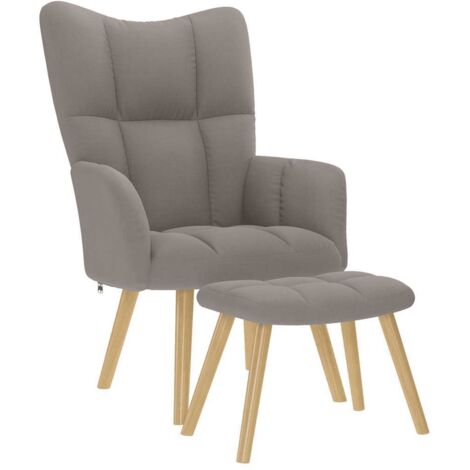 Sillón de relax con taburete de tela gris taupé vidaXL