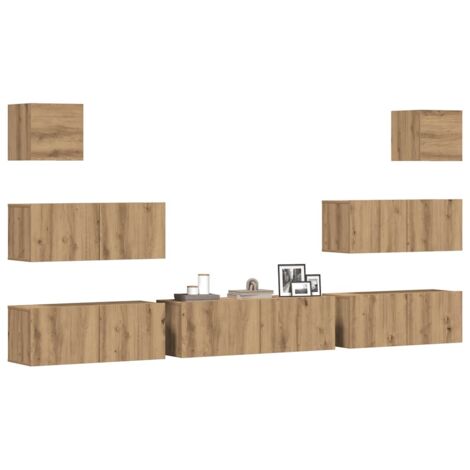 Mueble para TV de pared madera contrachapada artesanal 7 piezas vidaXL (1/5)