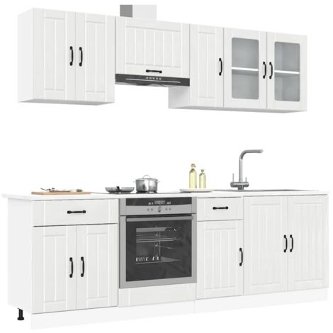 Conjunto de armarios de cocina "Lucca" de 8 piezas en madera de ingeniería blanca brillante vidaXL
