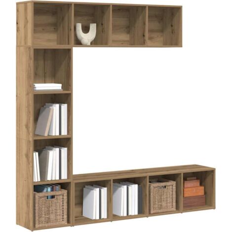 Estanterías para libros 3 uds madera ingeniería roble artesanal (1/5)