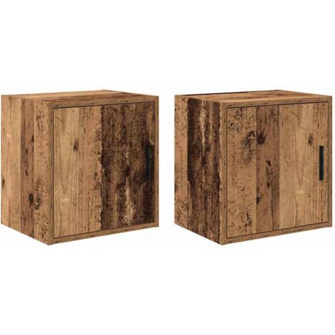 Armarios de pared 2 uds para garaje madera antigua madera vidaXL