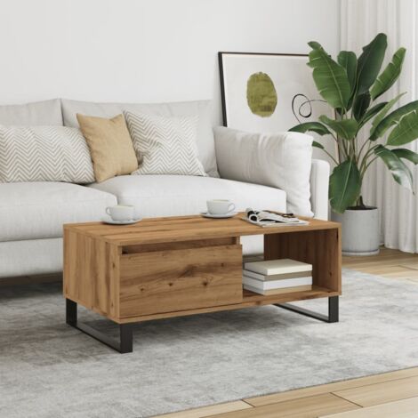 Mesa de centro madera de ingeniería roble artisan 90x50x36,5 cm vidaXL