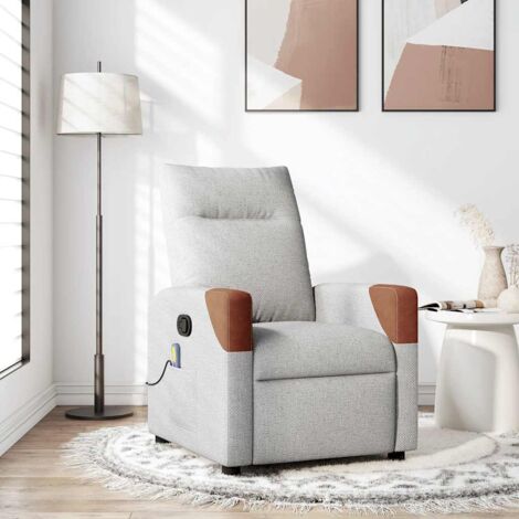 Sillón de masaje reclinable de tela gris nube vidaXL
